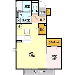 グッドウェル 1LDKの間取図画像