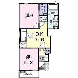 ヴィラ・プラシード 2DKの間取図画像