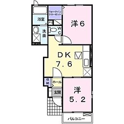 ヴィラ・プラシード 2DKの間取図画像