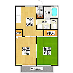 セジュール蘭 2DKの間取図画像