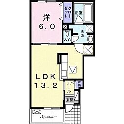 アイランドヒルズ・トレゾール2 1LDKの間取図画像