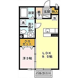 セジュール向山 1LDKの間取図画像
