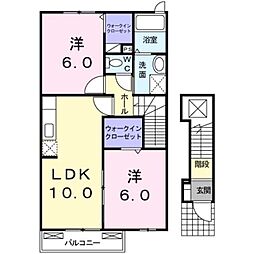 ヴィラ・プラシード 2LDKの間取図画像