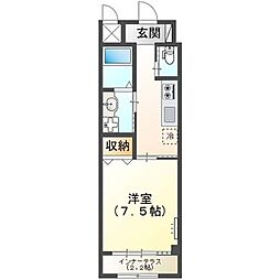 ユウアイグランデ荒川沖 1Kの間取図画像