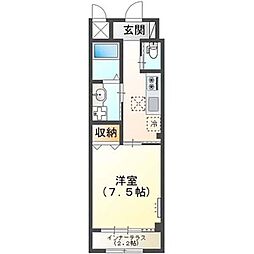 ユウアイグランデ荒川沖 1Kの間取図画像