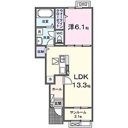 ラ・メゾン土浦II 1LDKの間取図画像