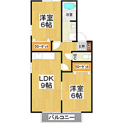 エスポアールA 2LDKの間取図画像