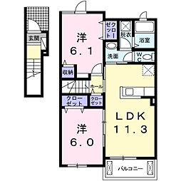 ウエストハウスC 2LDKの間取図画像