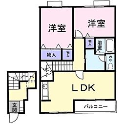 ボヌール・ノワ 2LDKの間取図画像