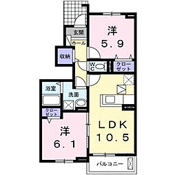アイランド・ヒルズ2 2LDKの間取図画像