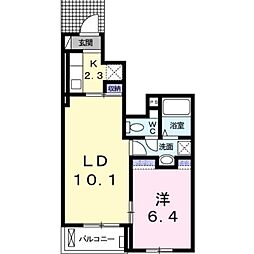 セイバリーヒルズ土浦 1LDKの間取図画像