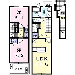 プレ・アビタシオン土浦3 2LDKの間取図画像