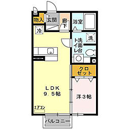 セジュール向山 1LDKの間取図画像