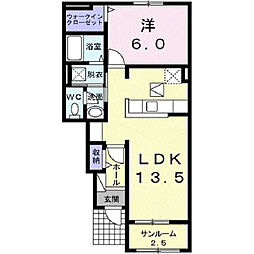 リアンコート 1LDKの間取図画像