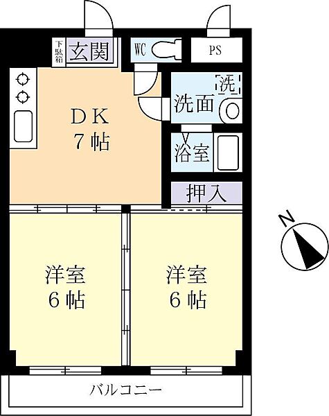 サンハイムつくば 0203｜茨城県つくば市花畑3丁目(賃貸マンション2DK・2階・41.57㎡)の写真 その2