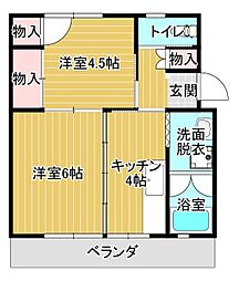ユートピア島原1号棟 2Kの間取図画像