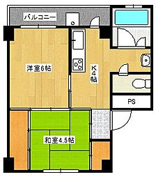 ユートピア原口2号棟 2Kの間取図画像