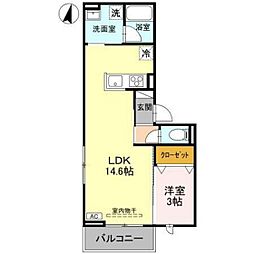 コタージュ七番館 1LDKの間取図画像