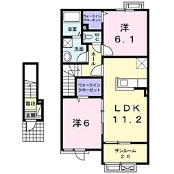 ニューバンブス2B 2LDKの間取図画像