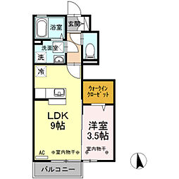 D-room本郷町 1LDKの間取図画像