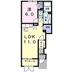 サウススプリング 1LDKの間取図画像