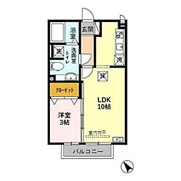 クイール 1LDKの間取図画像