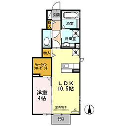 D-room萩原 1LDKの間取図画像