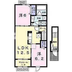 フローラシオン森 2LDKの間取図画像