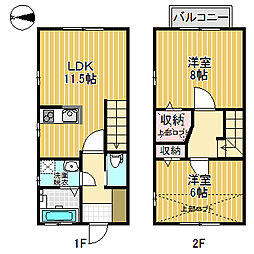 プランドールNAKAJIMA4号館 2LDKの間取図画像