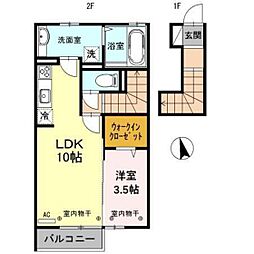 ルシェリア 1LDKの間取図画像
