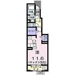 アイキューブ北代 ワンルームの間取図画像