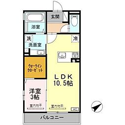 リヤン環水 1LDKの間取図画像