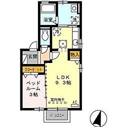 グランモア町村A 1LDKの間取図画像