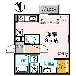 CocoAirB ワンルームの間取図画像