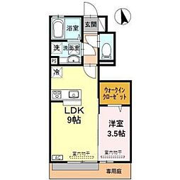 ルシェリア 1LDKの間取図画像