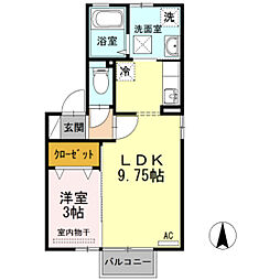 ウィルモア上飯野A棟 1LDKの間取図画像