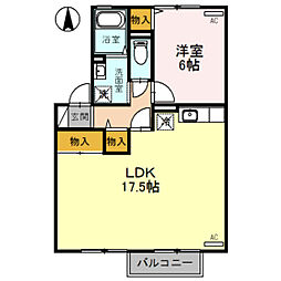 ラ・ベルフォンテーヌA 1LDKの間取図画像