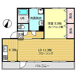 MIDハイツ駒見 1LDKの間取図画像