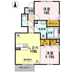 D-room二口 2LDKの間取図画像
