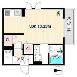 アムール舟橋北町 ワンルームの間取図画像
