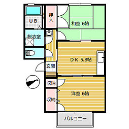 ファミール北の森 2DKの間取図画像