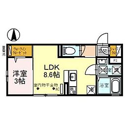 アンジュブラン 1LDKの間取図画像