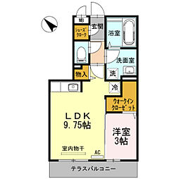 D-room五福 1LDKの間取図画像