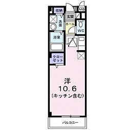 テラス呉羽 ワンルームの間取図画像