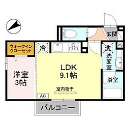 ツインリーフ 1LDKの間取図画像