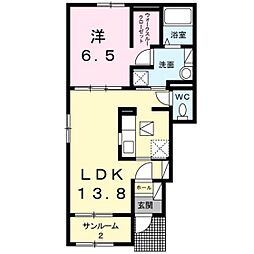 ポライト2 1LDKの間取図画像
