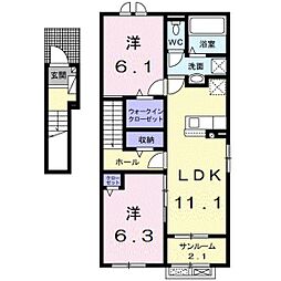 クーロンヌ2 2LDKの間取図画像