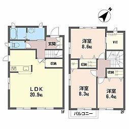 グランシティ萌B 3LDKの間取図画像