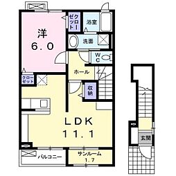 シャトレ 1LDKの間取図画像