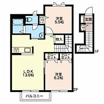 フェリックス-F 203 ｜ 富山県高岡市石瀬（賃貸アパート2LDK・2階・61.60㎡） その2